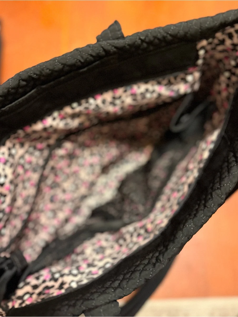 Vera Bradley Black Quilted baby bag Tote with Removable Strap